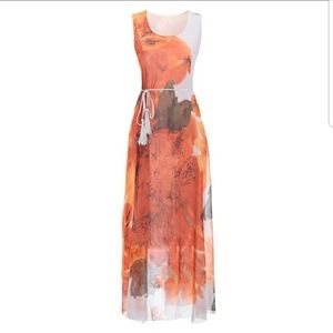 ❗Limited Quantities❗ Orange Floral Chiffon Dress